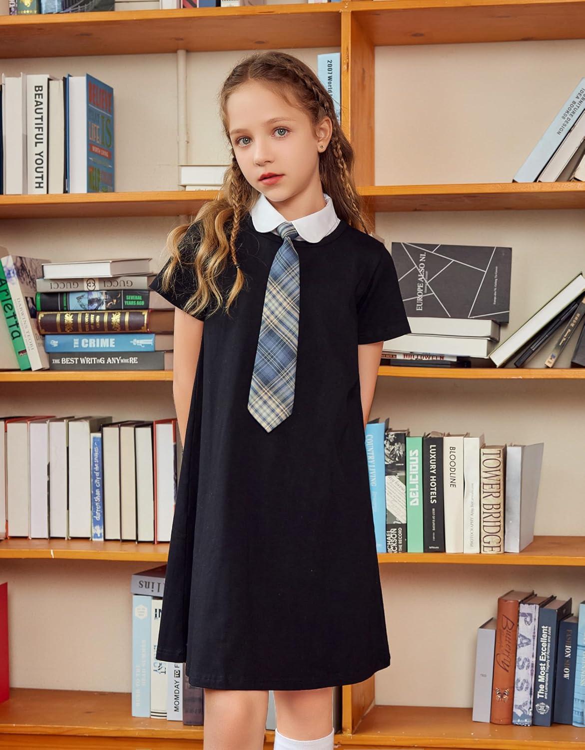 image:imageArshiner Girls Dress Kids Short Sleeve Solid Color Casual TShirt Dress