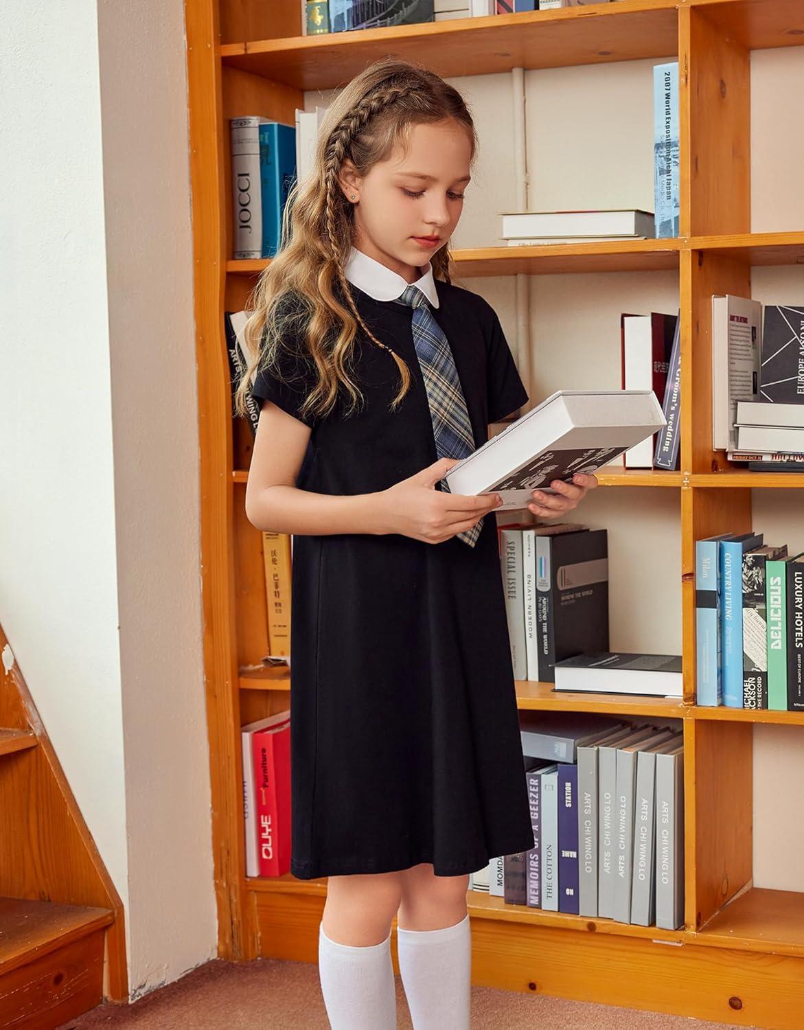 image:imageArshiner Girls Dress Kids Short Sleeve Solid Color Casual TShirt Dress
