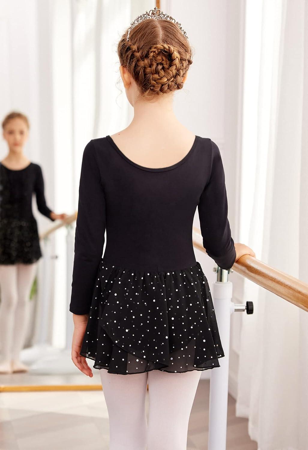 image:imageArshiner Kid Girls Long Sleeve Shiny Ballet Dance Dress Tutu Skirted Leotard