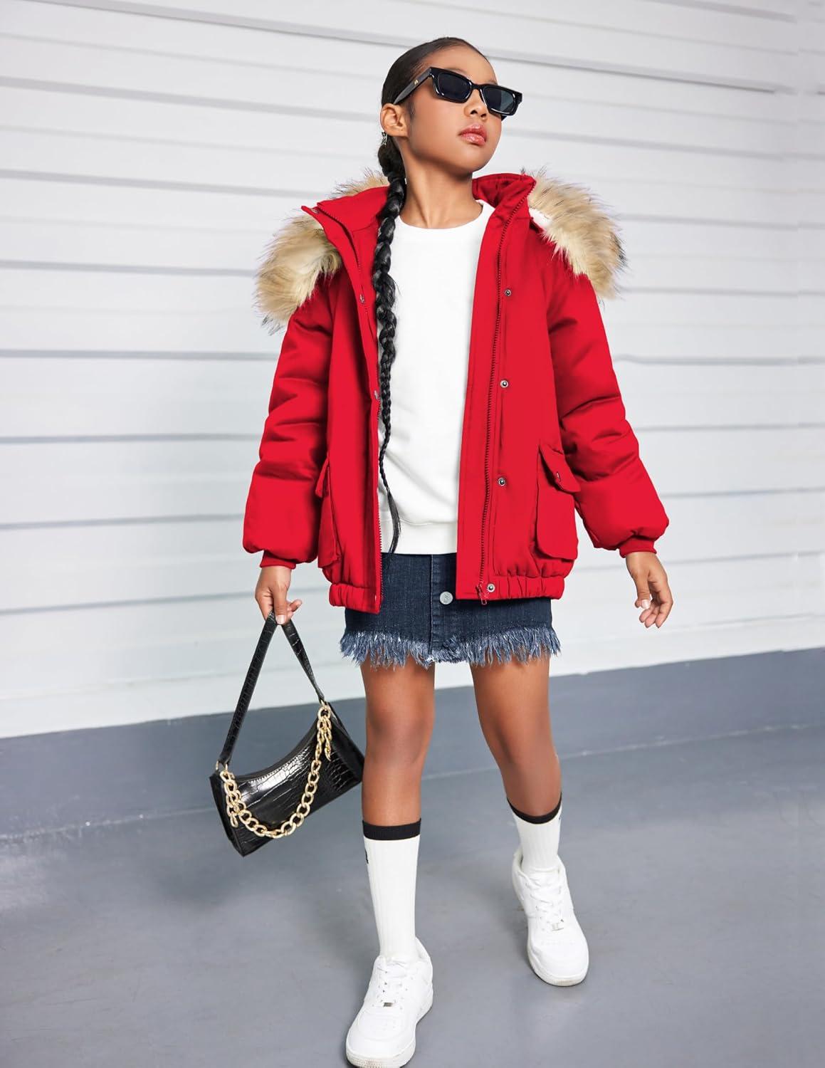 image:imageArshiner Kids Girls Winter Coats Warm Thick Padded Hooded Fleece Lined Puffer Parka Jacket