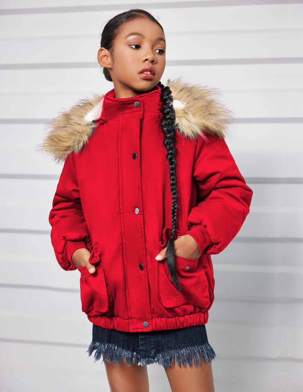 image:imageArshiner Kids Girls Winter Coats Warm Thick Padded Hooded Fleece Lined Puffer Parka Jacket