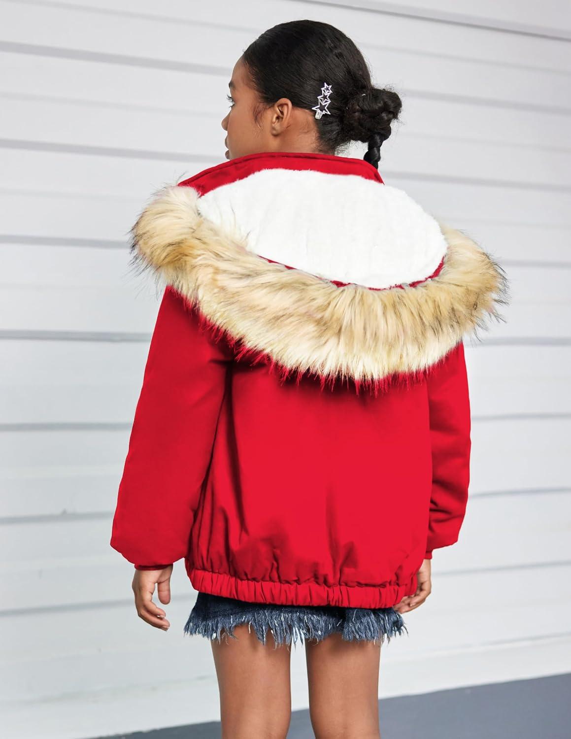 image:imageArshiner Kids Girls Winter Coats Warm Thick Padded Hooded Fleece Lined Puffer Parka Jacket