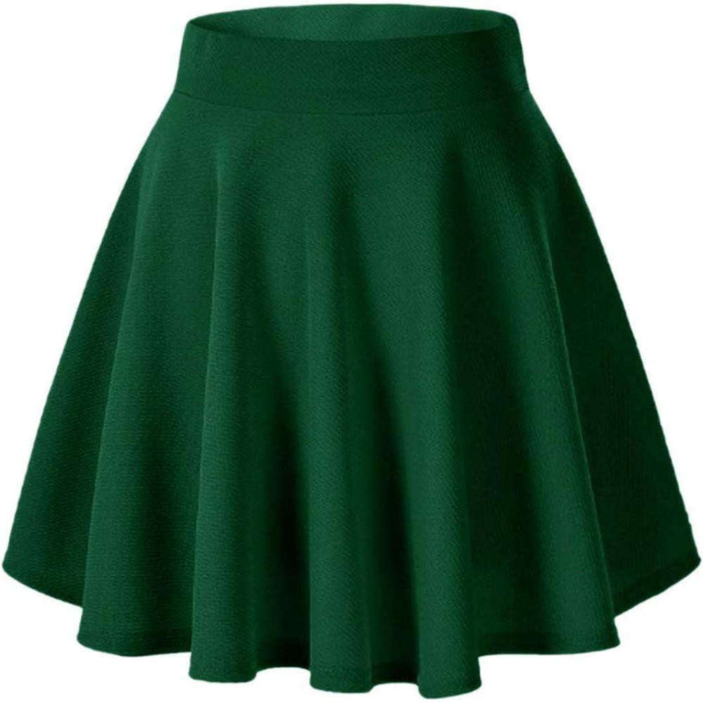 image:imageArshiner Girls Basic Solid Aline Flared Skater Mini SkirtGreen45 Years
