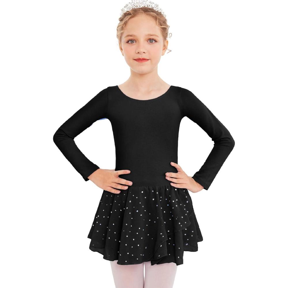 image:imageArshiner Kid Girls Long Sleeve Shiny Ballet Dance Dress Tutu Skirted Leotard
