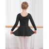 Arshiner Ballet Dance Leotard for Little Girls Long Sleeve Bow Back Chiffon Tutu Skirted Princess Ballerina Outfit Black Size 4-5 Years