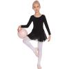 Arshiner Ballet Dance Leotard for Little Girls Long Sleeve Bow Back Chiffon Tutu Skirted Princess Ballerina Outfit Black Size 4-5 Years