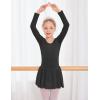 Arshiner Ballet Dance Leotard for Little Girls Long Sleeve Bow Back Chiffon Tutu Skirted Princess Ballerina Outfit Black Size 4-5 Years