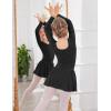 Arshiner Ballet Dance Leotard for Little Girls Long Sleeve Bow Back Chiffon Tutu Skirted Princess Ballerina Outfit Black Size 4-5 Years