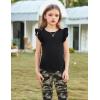 Arshiner Girls Basic Ruffle Sleeve Cute T-Shirt Stretchy Tunic Tank Tops School Blouse