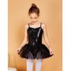 Arshiner Girls Camisole Ballet Leotards Sparkly Dance Dress with Tutu Skirted Sequin Ballerina Costume for Toddlers Black