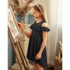 Arshiner Girls Cold Shoulder Ruffle Trim A-Lined Lace Party Dress for Kids 5-12 Year