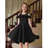 Arshiner Girls Cold Shoulder Ruffle Trim A-Lined Lace Party Dress for Kids 5-12 Year
