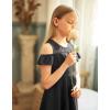 Arshiner Girls Cold Shoulder Ruffle Trim A-Lined Lace Party Dress for Kids 5-12 Year