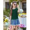 Arshiner Girls Lettuce Trim Short Sleeve Shirts Summer Ribbed Knit Crewneck Casual T Shirt Tops Tee Blouse(Green)