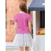 Arshiner Girls Lettuce Trim Short Sleeve Shirts Summer Ribbed Knit Crewneck Casual T Shirt Tops Tee Blouse(Hot Pink)