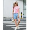 Arshiner Girls Lettuce Trim Short Sleeve Shirts Summer Ribbed Knit Crewneck Casual T Shirt Tops Tee Blouse(Tie Dye Pink)