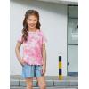 Arshiner Girls Lettuce Trim Short Sleeve Shirts Summer Ribbed Knit Crewneck Casual T Shirt Tops Tee Blouse(Tie Dye Pink)