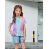 Arshiner Girls Lettuce Trim Short Sleeve Shirts Summer Ribbed Knit Crewneck Casual T Shirt Tops Tee Blouse(Tie Dye Purple)