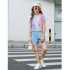 Arshiner Girls Lettuce Trim Short Sleeve Shirts Summer Ribbed Knit Crewneck Casual T Shirt Tops Tee Blouse(Tie Dye Purple)