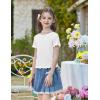 Arshiner Girls Lettuce Trim Short Sleeve Shirts Summer Ribbed Knit Crewneck Casual T Shirt Tops Tee Blouse(White)