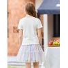 Arshiner Girls Lettuce Trim Short Sleeve Shirts Summer Ribbed Knit Crewneck Casual T Shirt Tops Tee Blouse(White)