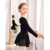 Arshiner Girls Long Sleeve Ballet Leotards with Skirt Kids Hollow Back Shiny Dance Dresses
