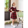 Arshiner Girls Long Sleeve Vintage Peter Pan Collar T-Shirt Dress Age 4-13 Years(Red Plaid)