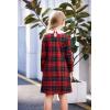 Arshiner Girls Long Sleeve Vintage Peter Pan Collar T-Shirt Dress Age 4-13 Years(Red Plaid)
