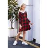 Arshiner Girls Long Sleeve Vintage Peter Pan Collar T-Shirt Dress Age 4-13 Years(Red Plaid)