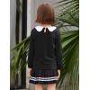 Arshiner Girls Long/Short Sleeve Tops Basic Peter Pan Collar T-Shirts Soft Blouses Tees(A Black)