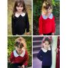 Arshiner Girls Long/Short Sleeve Tops Basic Peter Pan Collar T-Shirts Soft Blouses Tees(A Black)