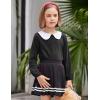 Arshiner Girls Long/Short Sleeve Tops Basic Peter Pan Collar T-Shirts Soft Blouses Tees(A Black)