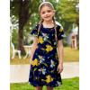 Arshiner Girl’s Summer Dresses Short Sleeve Casual Holiday Skater Twirl Dress with Pockets(Floral Navy Blue（with Pockets）)