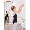 Arshiner Kids Girl’s Double Strap Slim Solid Camisole Leotard Black(FBA) 150(Age: 9-10Y)