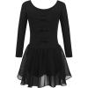 Arshiner Ballet Dance Leotard for Little Girls Long Sleeve Bow Back Chiffon Tutu Skirted Princess Ballerina Outfit Black Size 4-5 Years