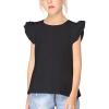 Arshiner Girls Basic Ruffle Sleeve Cute T-Shirt Stretchy Tunic Tank Tops School Blouse