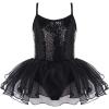 Arshiner Girls Camisole Ballet Leotards Sparkly Dance Dress with Tutu Skirted Sequin Ballerina Costume for Toddlers Black