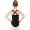 Arshiner Kids Girl’s Double Strap Slim Solid Camisole Leotard Black(FBA) 150(Age: 9-10Y)