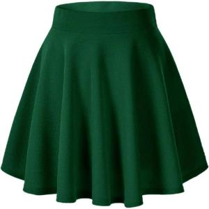 Arshiner Girls Basic Solid A-line Flared Skater Mini Skirt,Green,4-5 Years