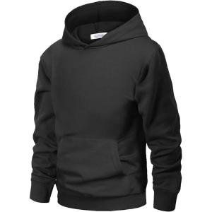 Arshiner Kids Unisex Athletic Black Hooded Sweatshirt Casual Hoodie for Boys and Girls Size 11 12