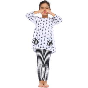 Arshiner Little Girls Clothes Set Cute Bunny Girls Outfits Long Sleeve Tops and Pants Set(Bunny-white)