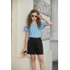 Arshiner Girls 2 Piece Outfits Summer Ruffle Sleeve Top and Paperbag Waist Shorts Set with Pockets Size 5-13 Years(Blue)