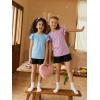 Arshiner Girls 2 Piece Outfits Summer Ruffle Sleeve Top and Paperbag Waist Shorts Set with Pockets Size 5-13 Years(Blue)
