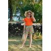 Arshiner Girls 2 Piece Outfits Summer Ruffle Sleeve Top and Paperbag Waist Shorts Set with Pockets Size 5-13 Years(Orange Hawaii)