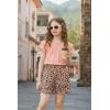 Arshiner Girls 2 Piece Outfits Summer Ruffle Sleeve Top and Paperbag Waist Shorts Set with Pockets Size 5-13 Years(Pink Leopard)