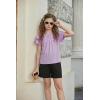 Arshiner Girls 2 Piece Outfits Summer Ruffle Sleeve Top and Paperbag Waist Shorts Set with Pockets Size 5-13 Years(Purple)