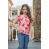 Arshiner Girls 2 Piece Outfits Summer Ruffle Sleeve Top and Paperbag Waist Shorts Set with Pockets Size 5-13 Years(Red Heart)