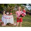 Arshiner Girls 2 Piece Outfits Summer Ruffle Sleeve Top and Paperbag Waist Shorts Set with Pockets Size 5-13 Years(Red Heart)