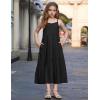 Arshiner Girls Summer Dress Casual Loose Sleeveless Sundress Flowy Beach Maxi Dresses with Pockets(Black)