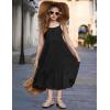 Arshiner Girls Summer Dress Casual Loose Sleeveless Sundress Flowy Beach Maxi Dresses with Pockets(Black)